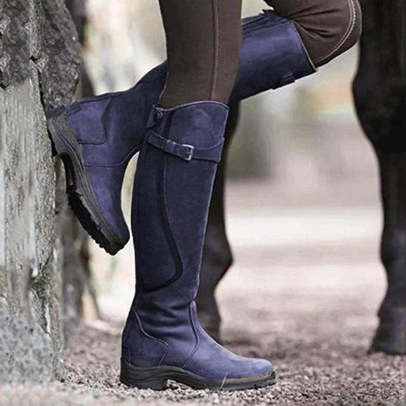 SUENTA Wasserdichter Damen-Winterreitstiefel aus Leder mit hervorragender Isolierung und Langlebigkeit Lilac