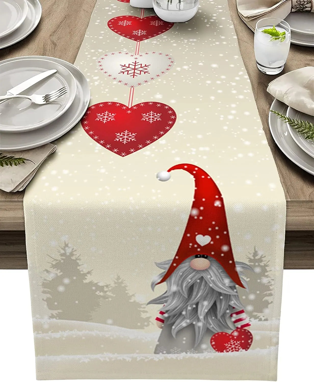 SUENTA Weihnachts Tischläufer Mit Schneeflocken Deko Glanz