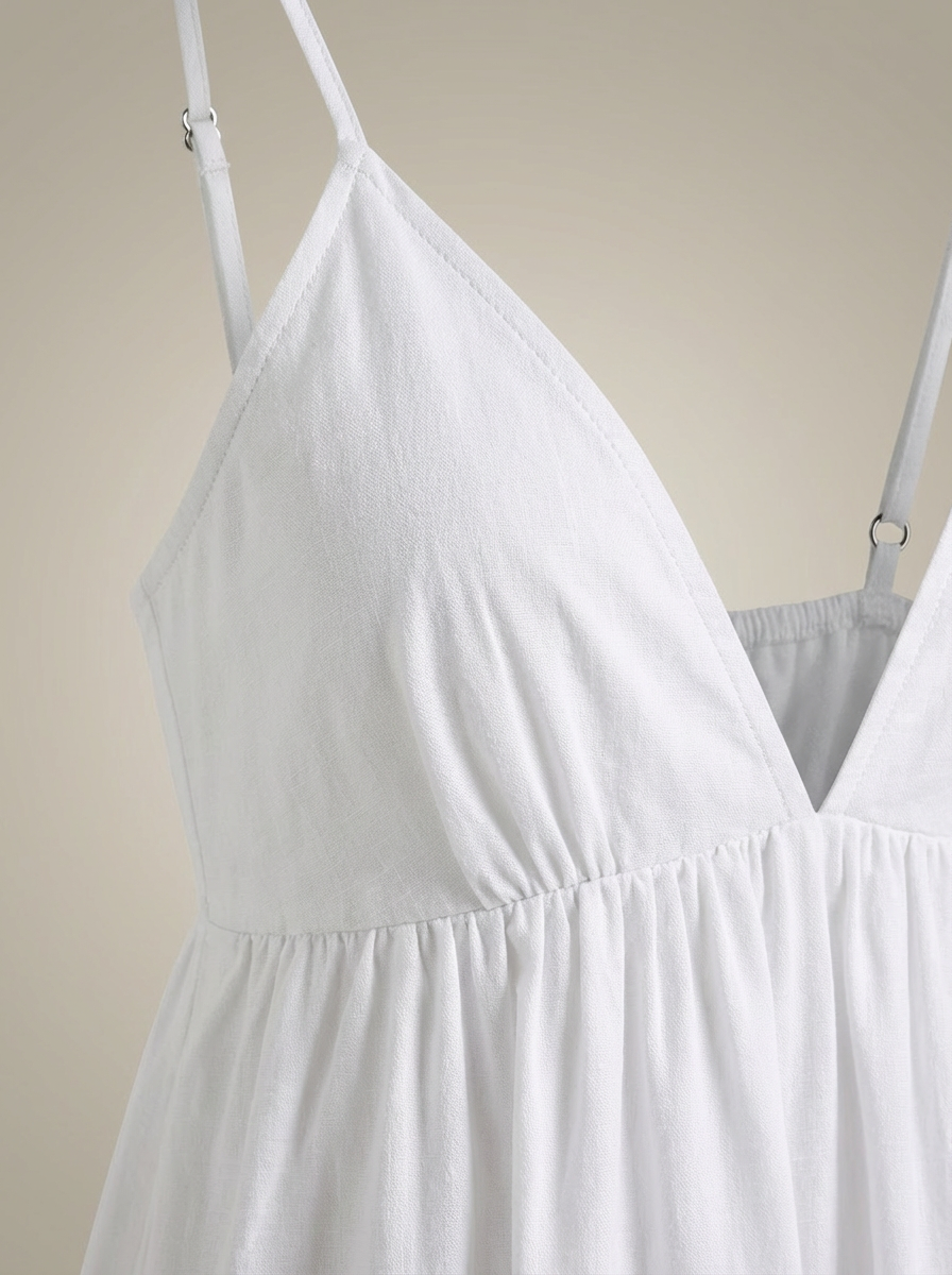 SUENTA Nova | Weißes Sommerkleid für Damen | Maxikleid mit V-Ausschnitt und luftiger Passform