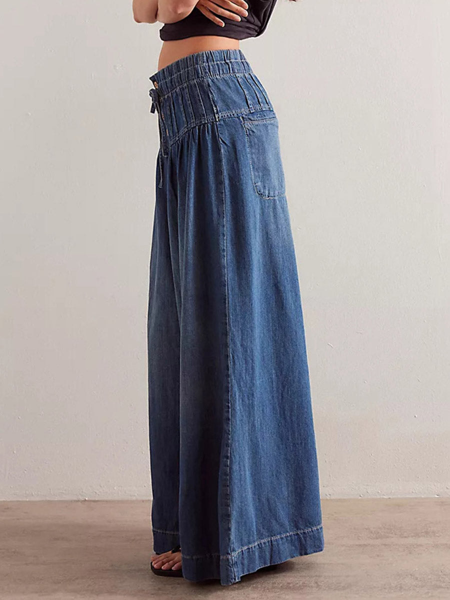 SUENTA Weit Geschnittene Jeans Mit Weitem Bein Fließende, Extraweite Silhouette Boho-Chic