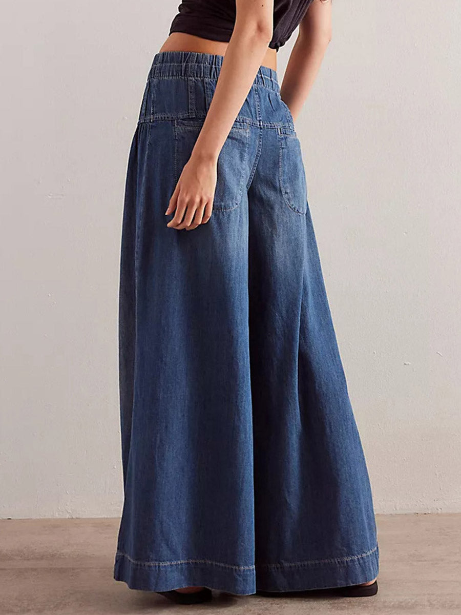 SUENTA Weit Geschnittene Jeans Mit Weitem Bein Fließende, Extraweite Silhouette Boho-Chic