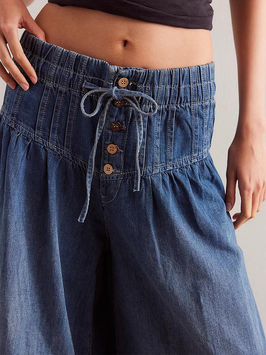 SUENTA Weit Geschnittene Jeans Mit Weitem Bein Fließende, Extraweite Silhouette Boho-Chic