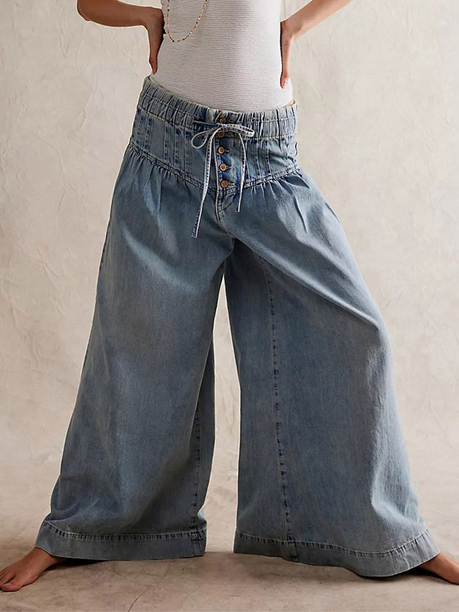 SUENTA Weit Geschnittene Jeans Mit Weitem Bein Fließende, Extraweite Silhouette Boho-Chic