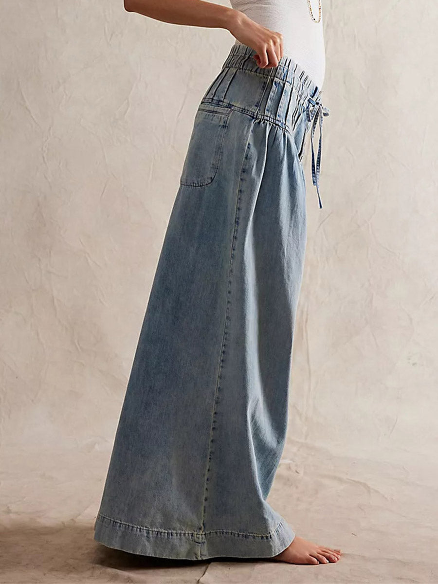 SUENTA Weit Geschnittene Jeans Mit Weitem Bein Fließende, Extraweite Silhouette Boho-Chic