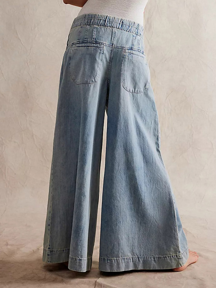 SUENTA Weit Geschnittene Jeans Mit Weitem Bein Fließende, Extraweite Silhouette Boho-Chic