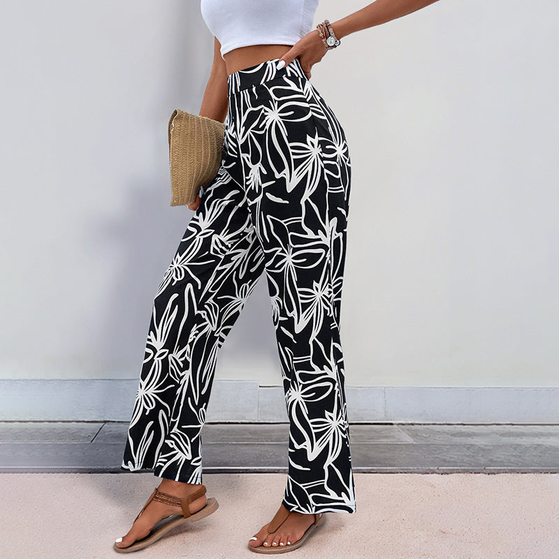 SUENTA Vespera Damenhose – Weites Bein & Blumenmuster Blumen