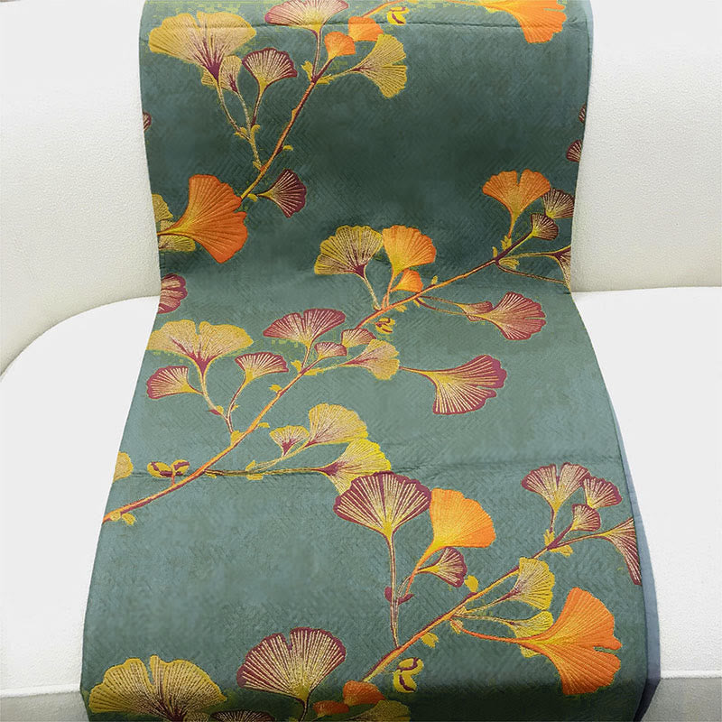 SUENTA Wendebettdecke Baumwolle Leuchtenden Farben Mit Ginkgoblatt-Jacquardmuster