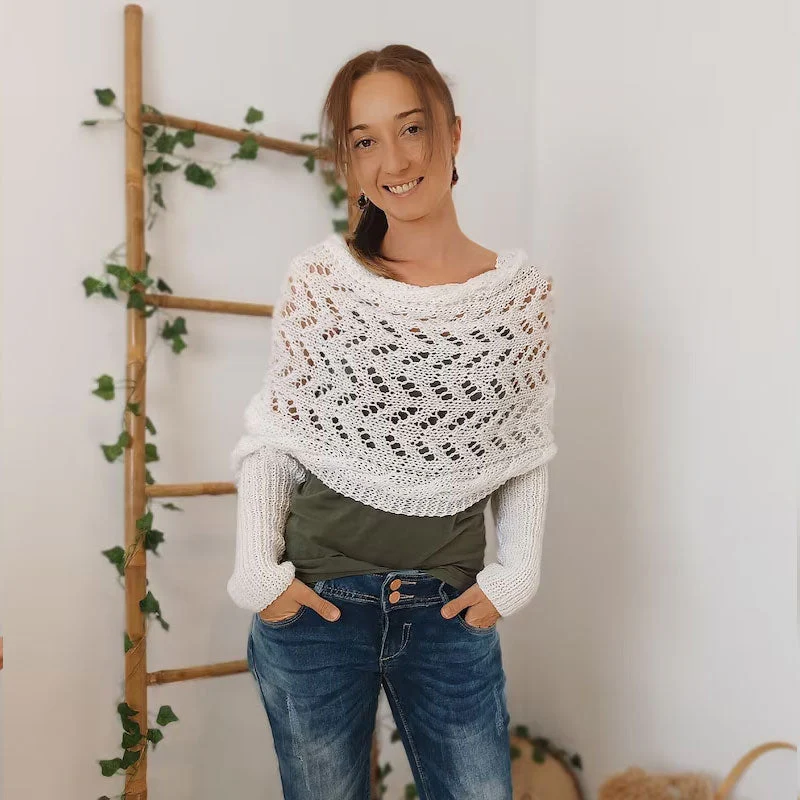 SUENTA Bequemer Strickschal Kuschelige Strickqualität Eleganz Weiß