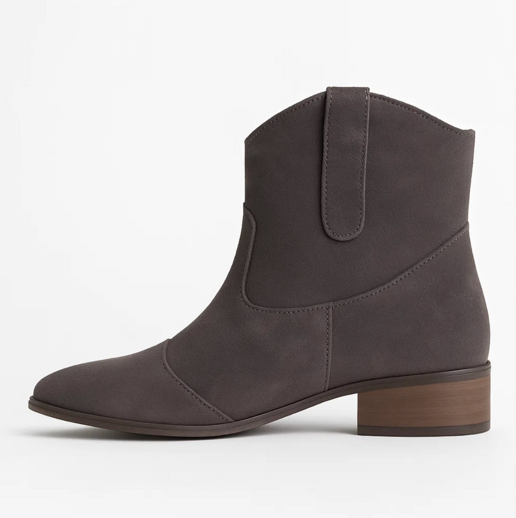 SUENTA Wildleder-Westernstiefel Stiefeletten Stilvoll Bequem PU Leder Grau