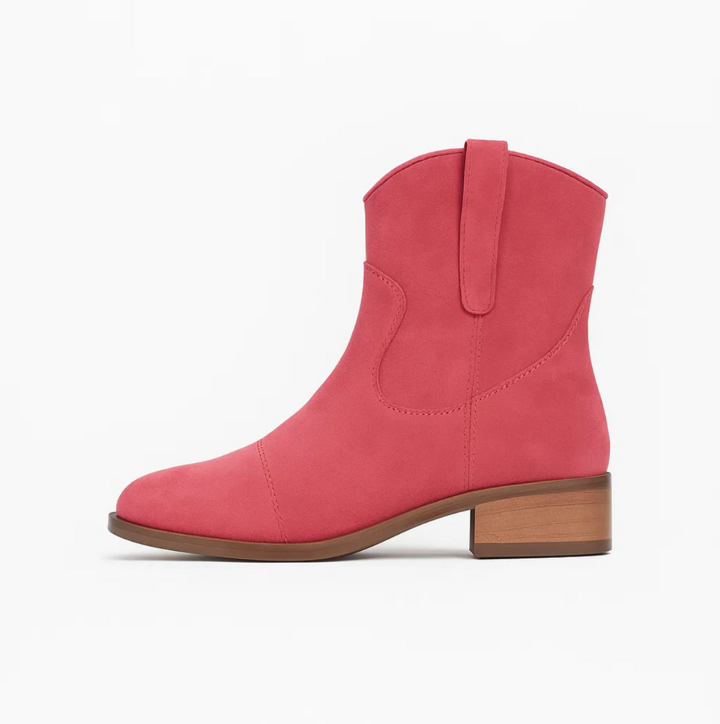SUENTA Wildleder-Westernstiefel Stiefeletten Stilvoll Bequem PU Leder Rosa