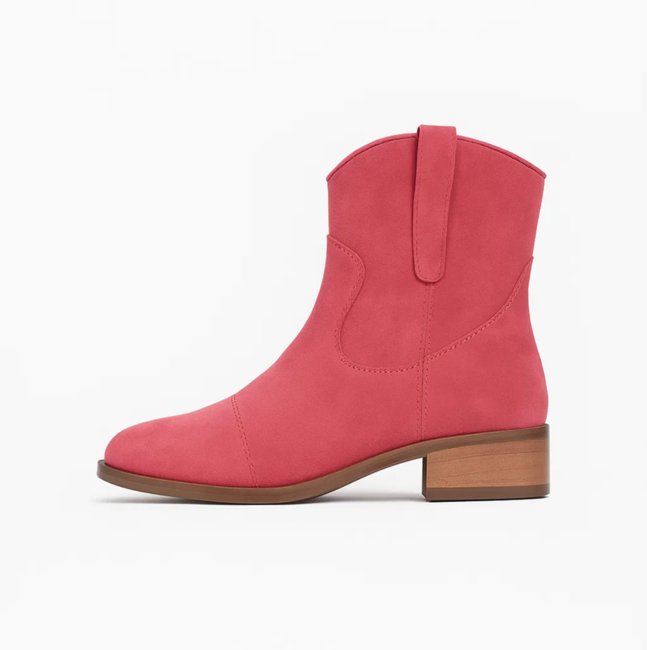 SUENTA Wildleder-Westernstiefel Stiefeletten Stilvoll Bequem PU Leder Rosa