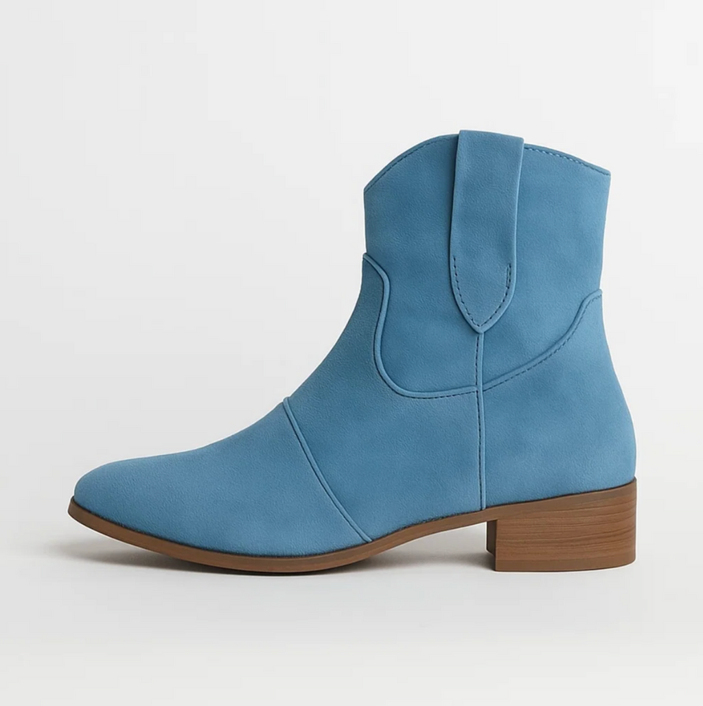 SUENTA Wildleder-Westernstiefel Stiefeletten Stilvoll Bequem PU Leder Blau