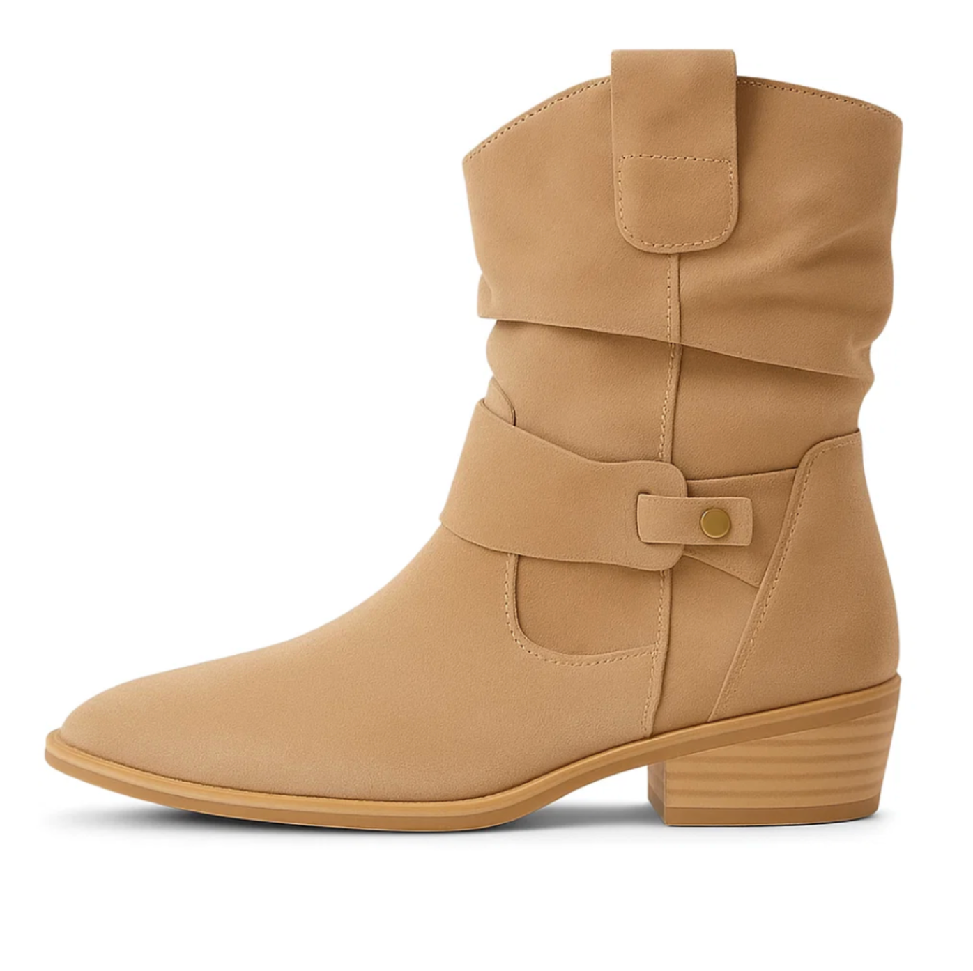 SUENTA Wildlederstiefel Elegante Stiefel Aus Weichem Wildleder Plissierten Details Beige
