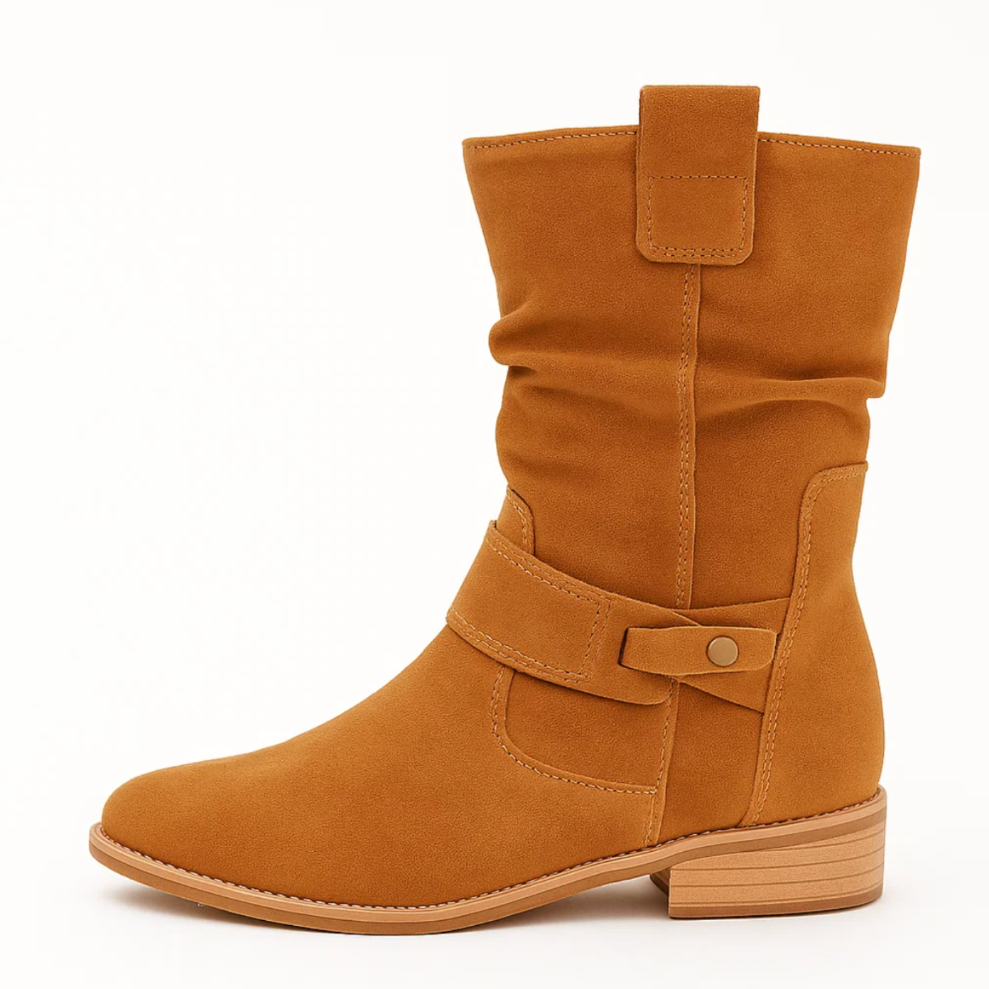 SUENTA Wildlederstiefel Elegante Stiefel Aus Weichem Wildleder Plissierten Details Braun