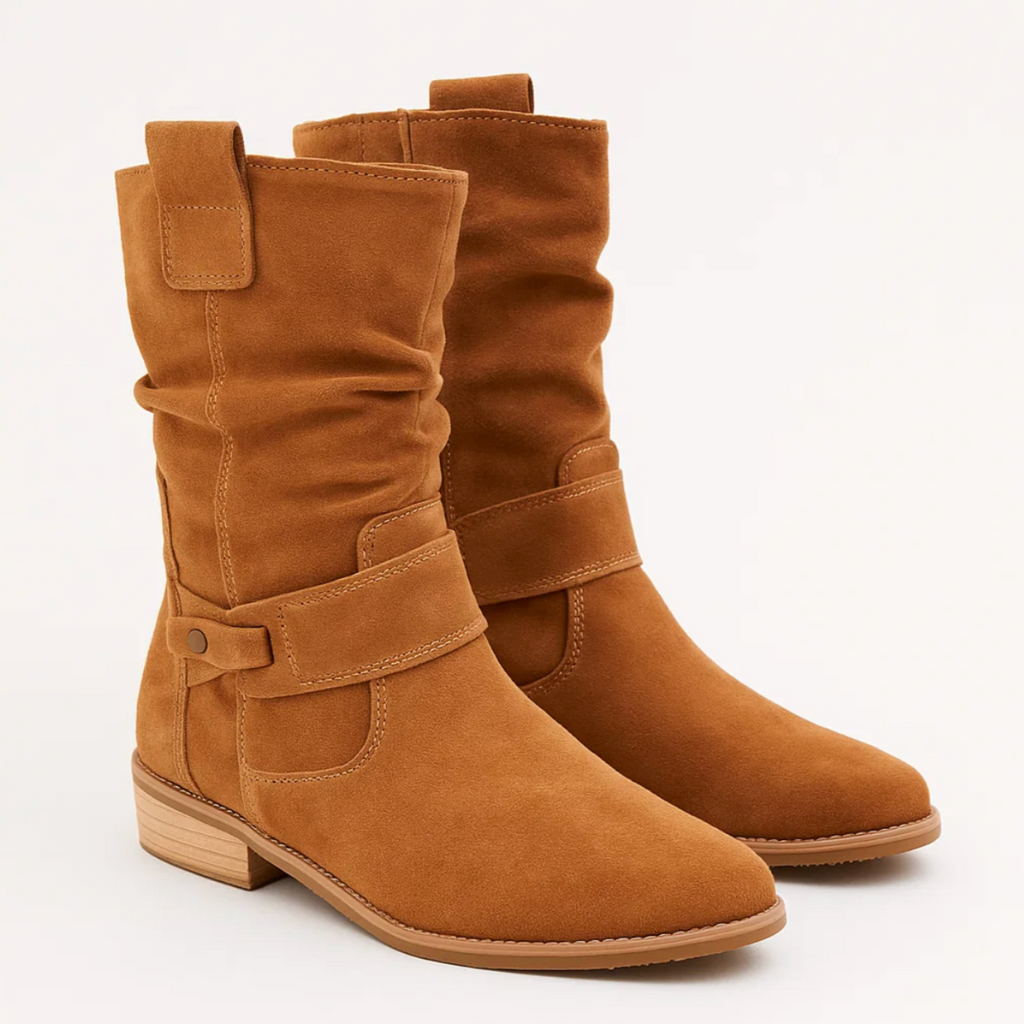 SUENTA Wildlederstiefel Elegante Stiefel Aus Weichem Wildleder Plissierten Details