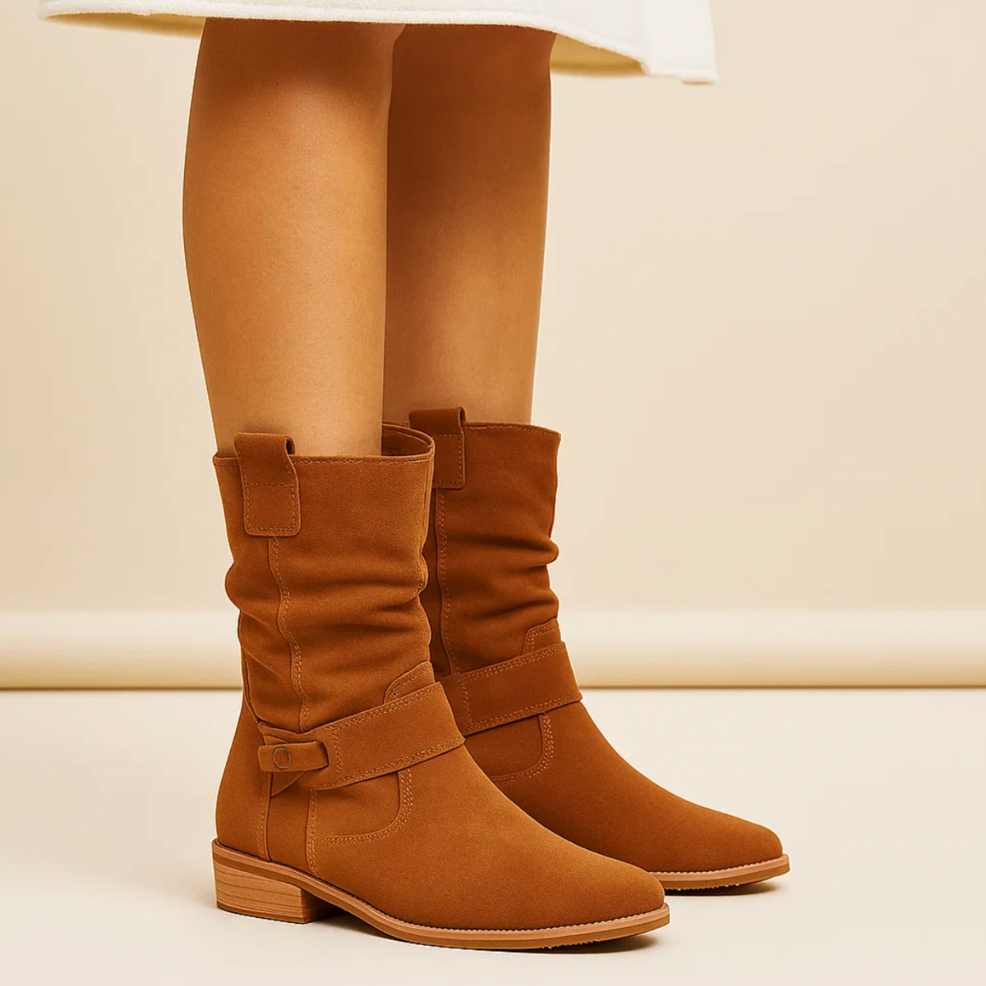 SUENTA Wildlederstiefel Elegante Stiefel Aus Weichem Wildleder Plissierten Details