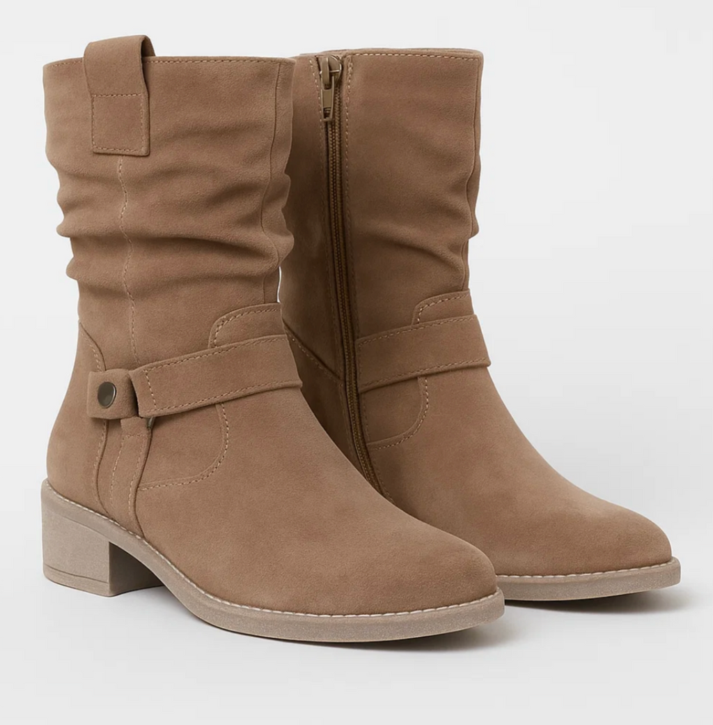 SUENTA Wildlederstiefel Elegante Stiefel Aus Weichem Wildleder Plissierten Details