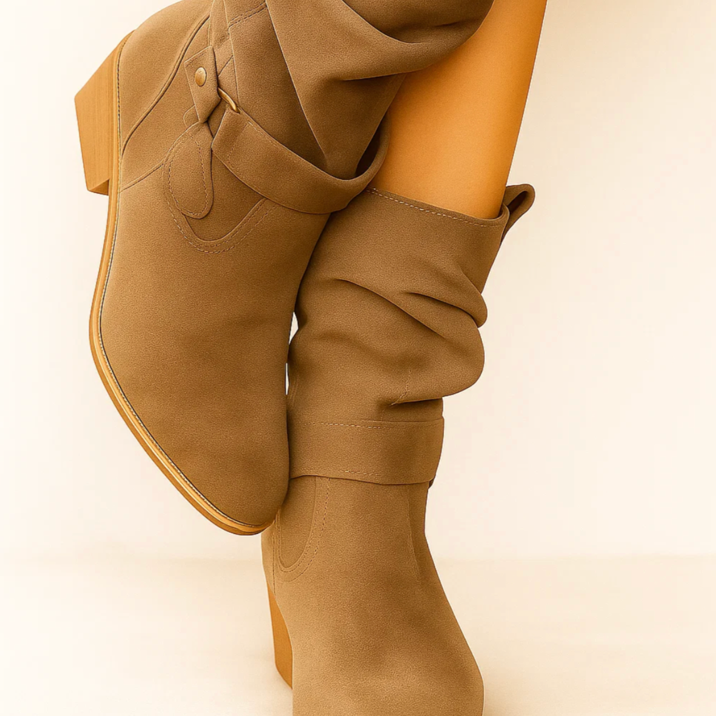 SUENTA Wildlederstiefel Elegante Stiefel Aus Weichem Wildleder Plissierten Details