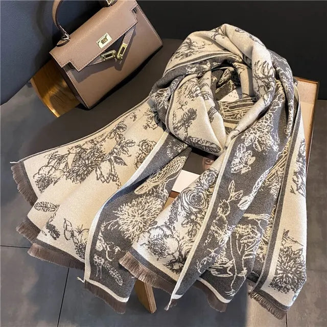 SUENTA Kaschmir Schal Pashmina Decke Zarte Atmungsaktiv Weich Braun