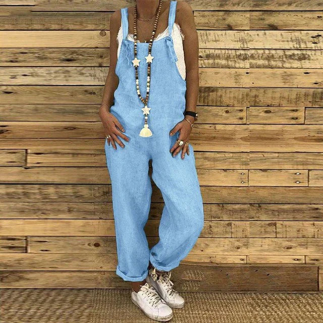 SUENTA Damen Overall Sinnlicher Schlichtheit Und Traditioneller Eleganz Himmelblau