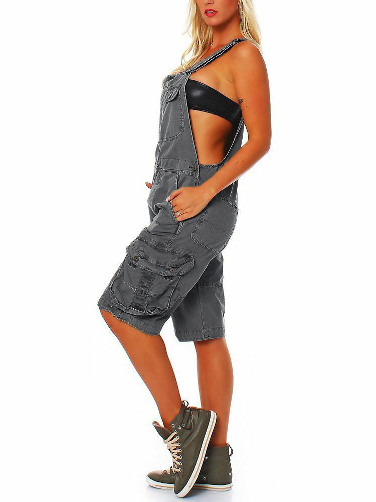 SUENTA Damen Cargo Latzshorts – Overall mit Verstellbaren Trägern und Seitentaschen