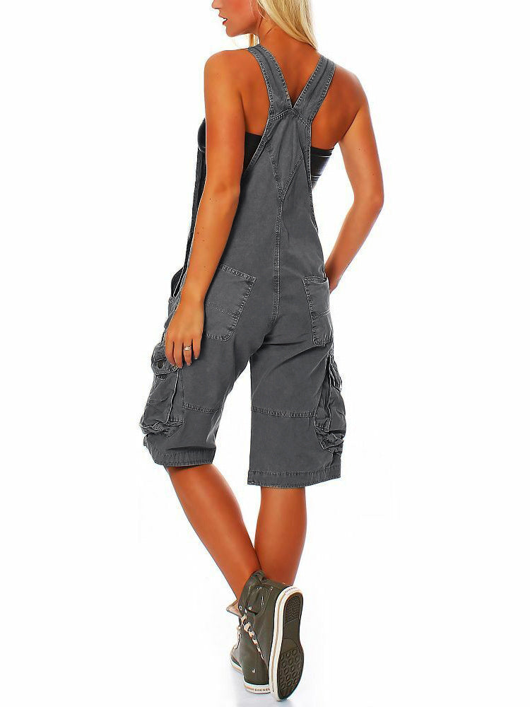 SUENTA Damen Cargo Latzshorts – Overall mit Verstellbaren Trägern und Seitentaschen