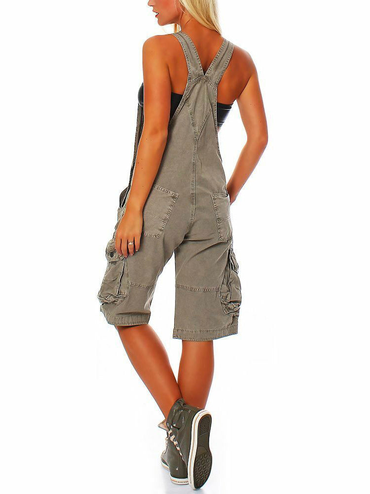 SUENTA Damen Cargo Latzshorts – Overall mit Verstellbaren Trägern und Seitentaschen