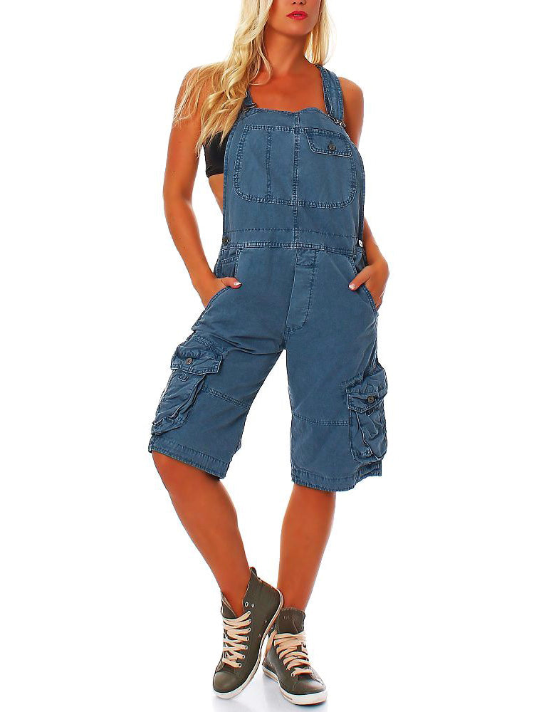 SUENTA Damen Cargo Latzshorts – Overall mit Verstellbaren Trägern und Seitentaschen