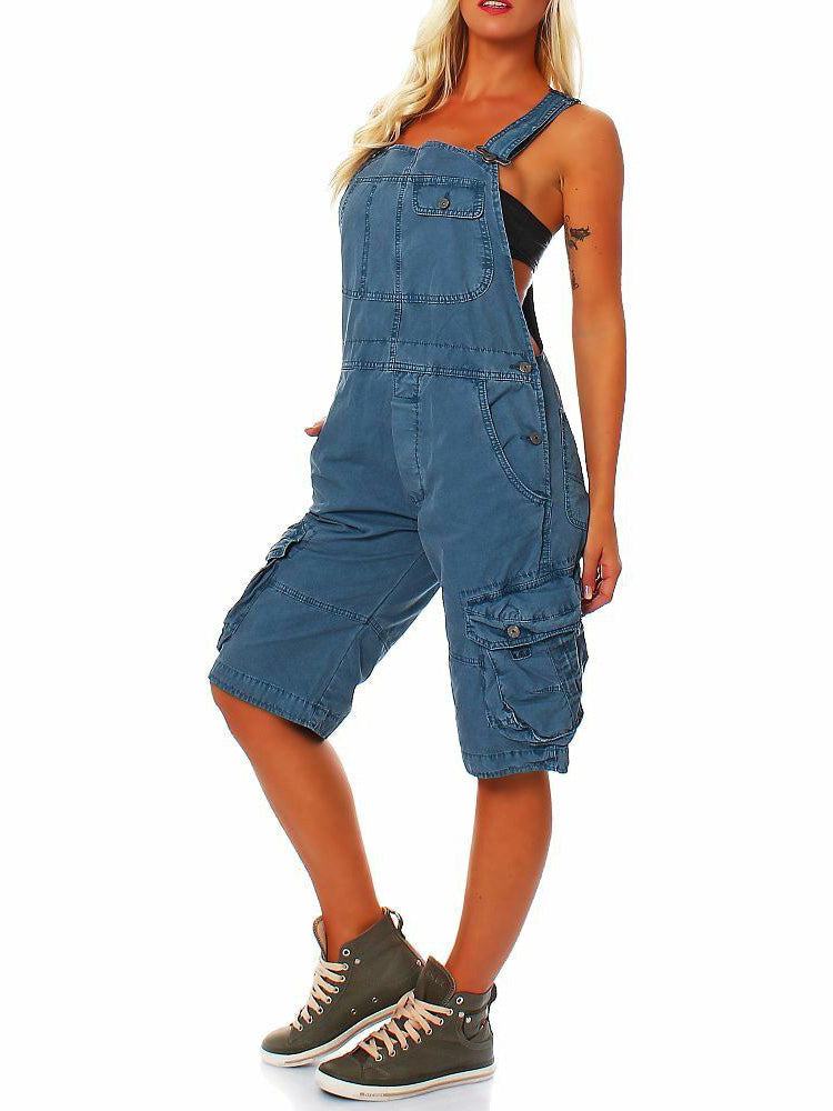 SUENTA Damen Cargo Latzshorts – Overall mit Verstellbaren Trägern und Seitentaschen