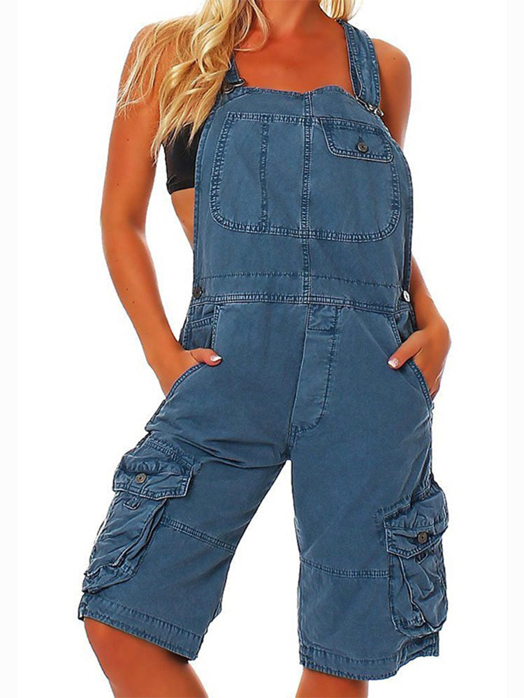 SUENTA Damen Cargo Latzshorts – Overall mit Verstellbaren Trägern und Seitentaschen