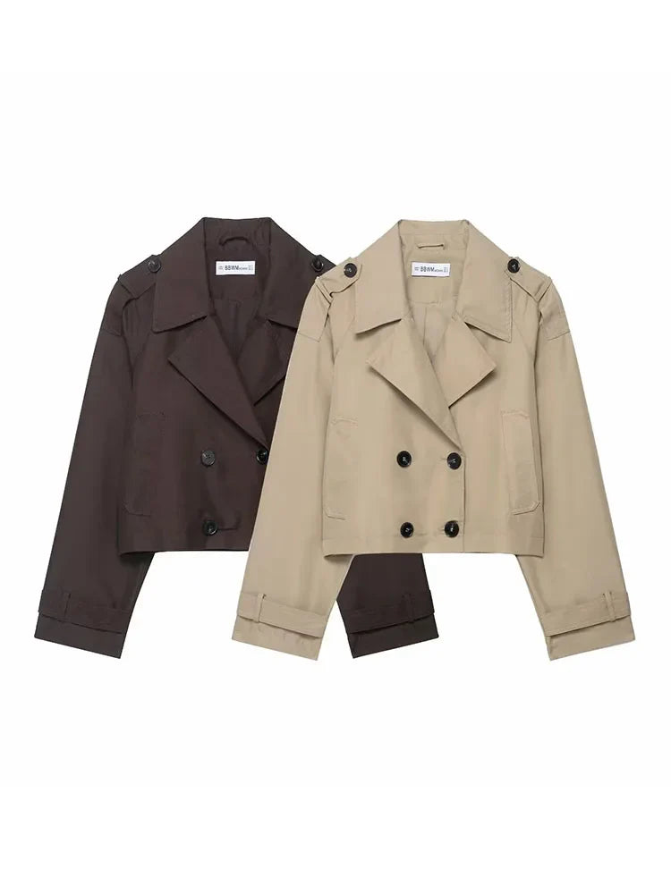 SUENTA Damen Doppelreihiger Trenchcoat Mit Taschen Herbst Winter