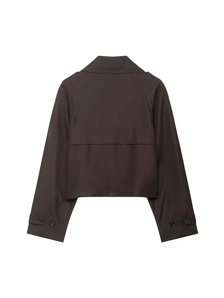 SUENTA Damen Doppelreihiger Trenchcoat Mit Taschen Herbst Winter