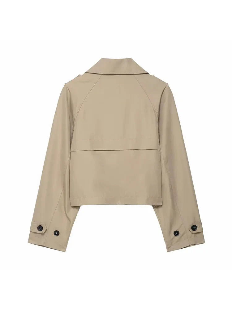 SUENTA Damen Doppelreihiger Trenchcoat Mit Taschen Herbst Winter