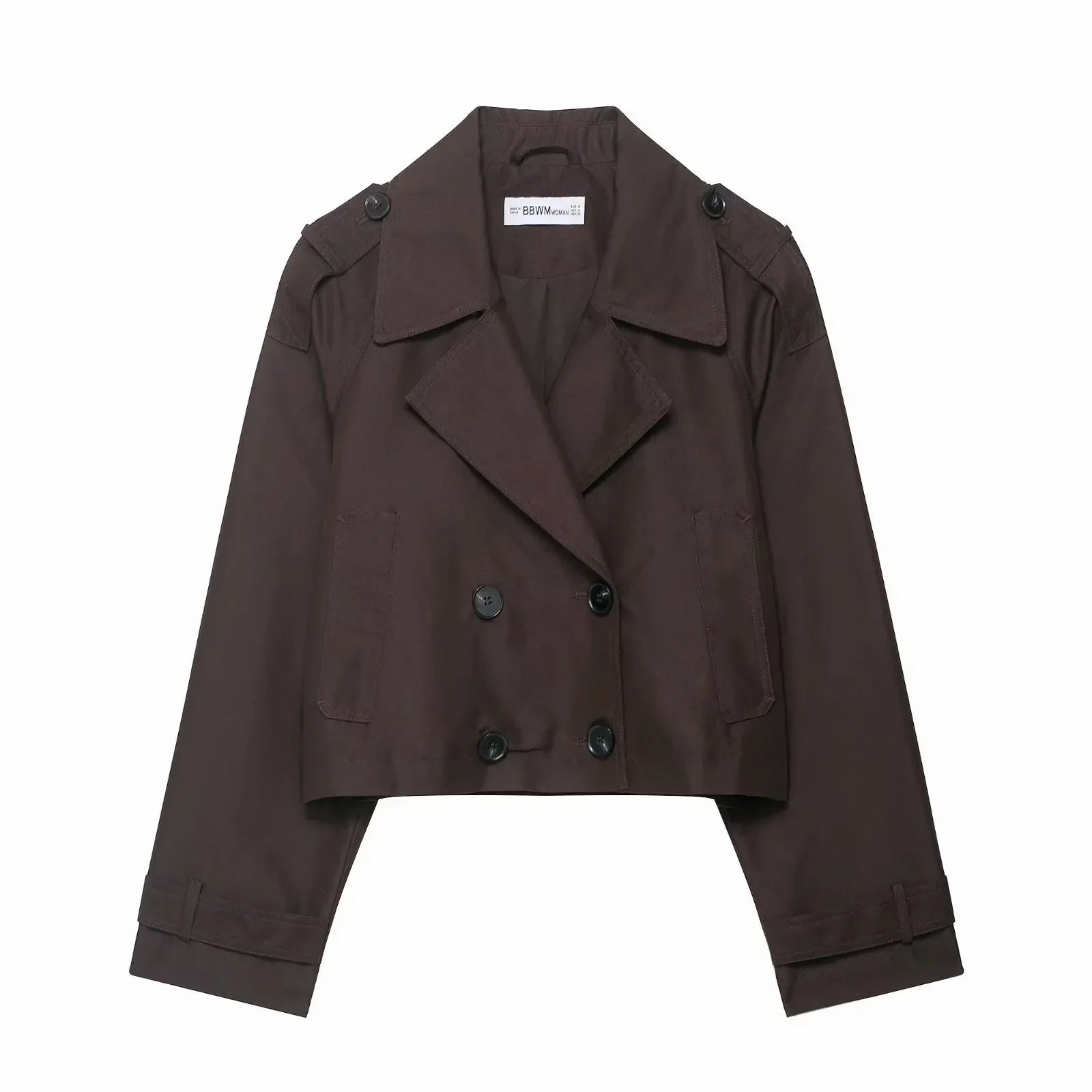 SUENTA Damen Doppelreihiger Trenchcoat Mit Taschen Herbst Winter Braun