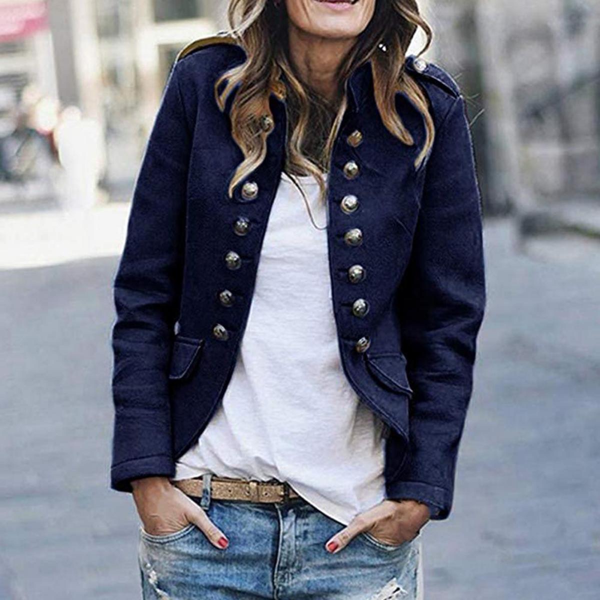 Flōre | Damen Lässige Kurze Jacke mit Knopfleiste vorne