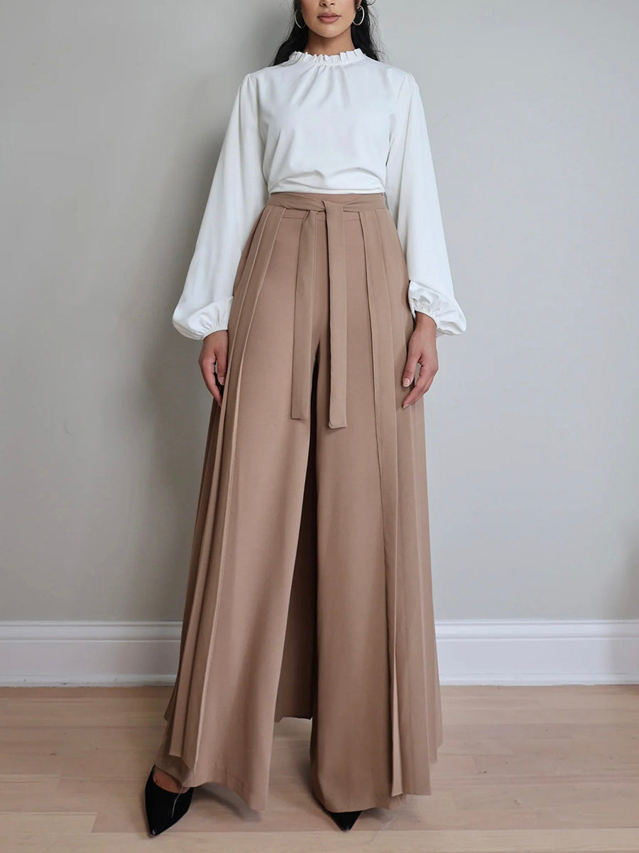 SUENTA Damen Wunderschönes Set aus plissiertem Überrock und Hose – Abverkauf 100 % Polyester