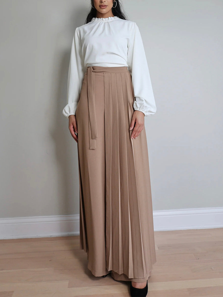 SUENTA Damen Wunderschönes Set aus plissiertem Überrock und Hose – Abverkauf 100 % Polyester