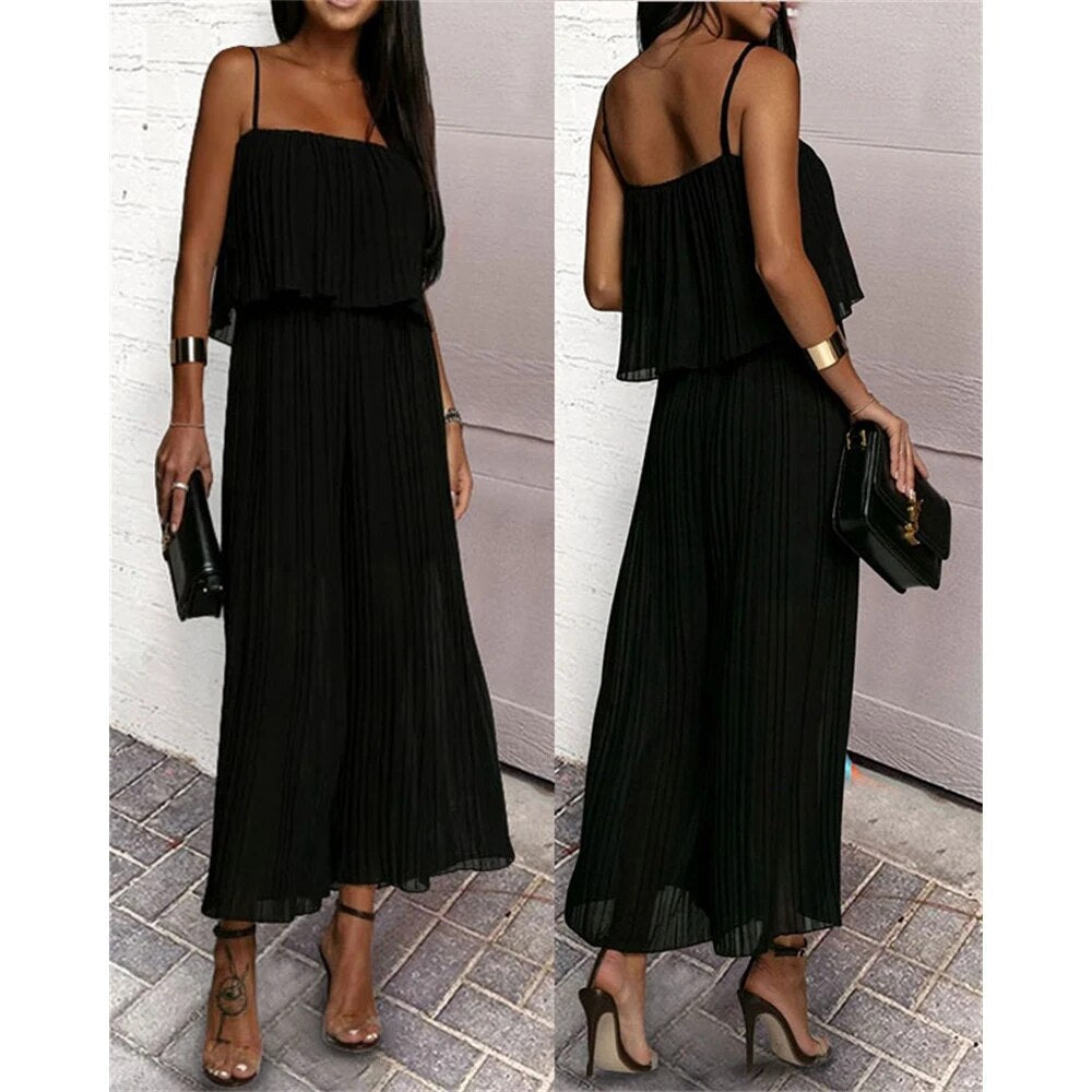 SUENTA Frauen Ärmellosen Jumpsuit Eleganz Moderne Raffinesse - Overall Schwarz