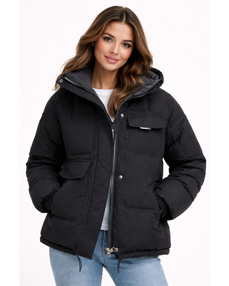 SUENTA Zahra - Damen Steppweste Mit Kapuze Leichte Und Warme Gesteppte Jacke Schwarz