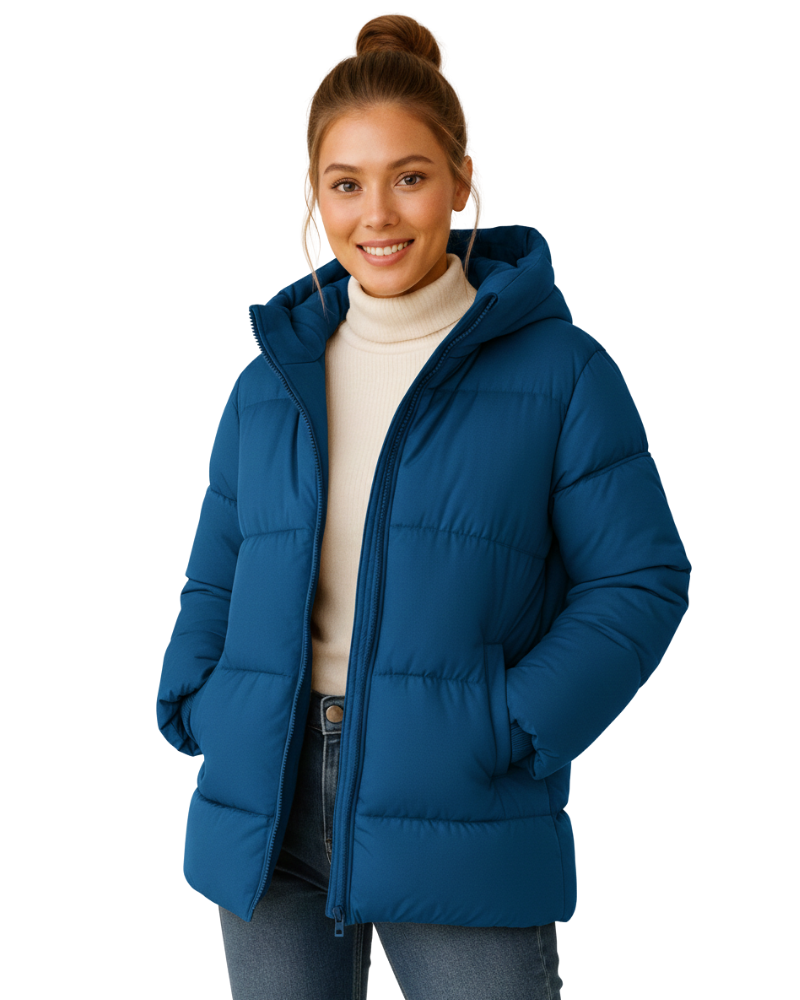 SUENTA Zahra - Damen Steppweste Mit Kapuze Leichte Und Warme Gesteppte Jacke Blau