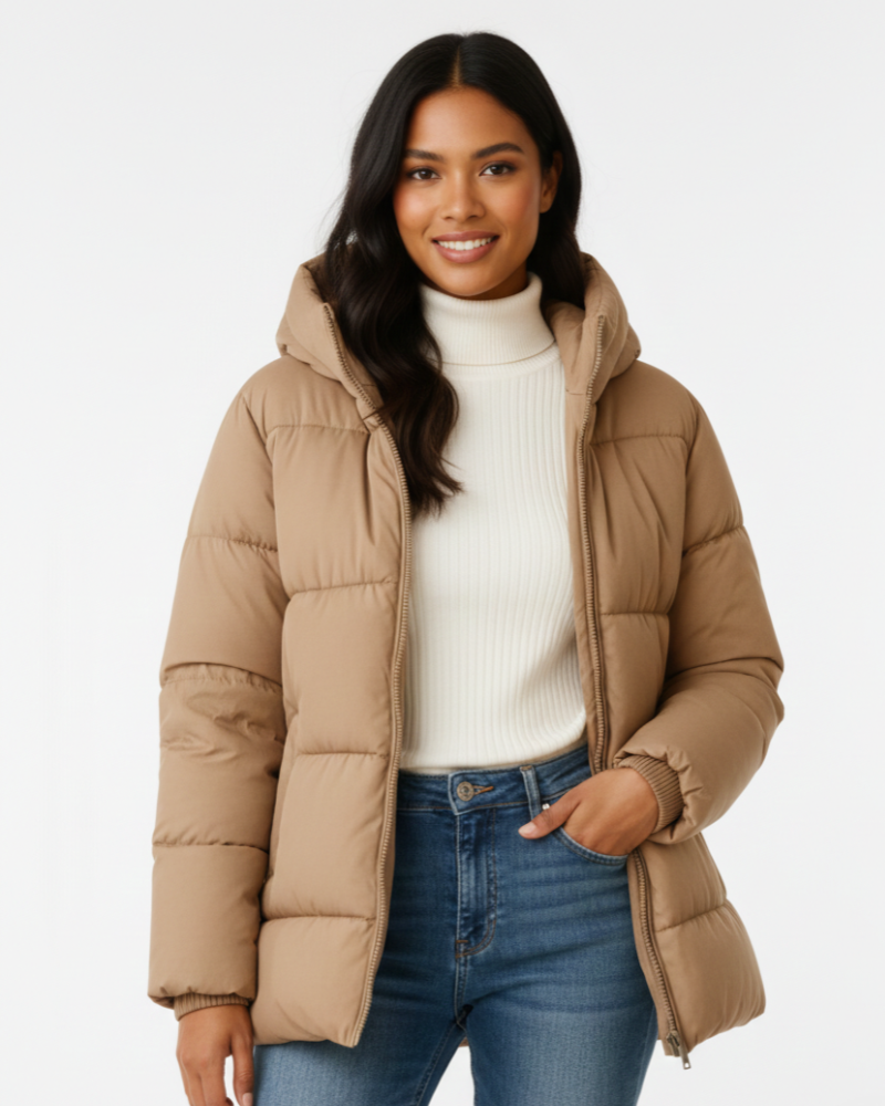 SUENTA Zahra - Damen Steppweste Mit Kapuze Leichte Und Warme Gesteppte Jacke Kaki
