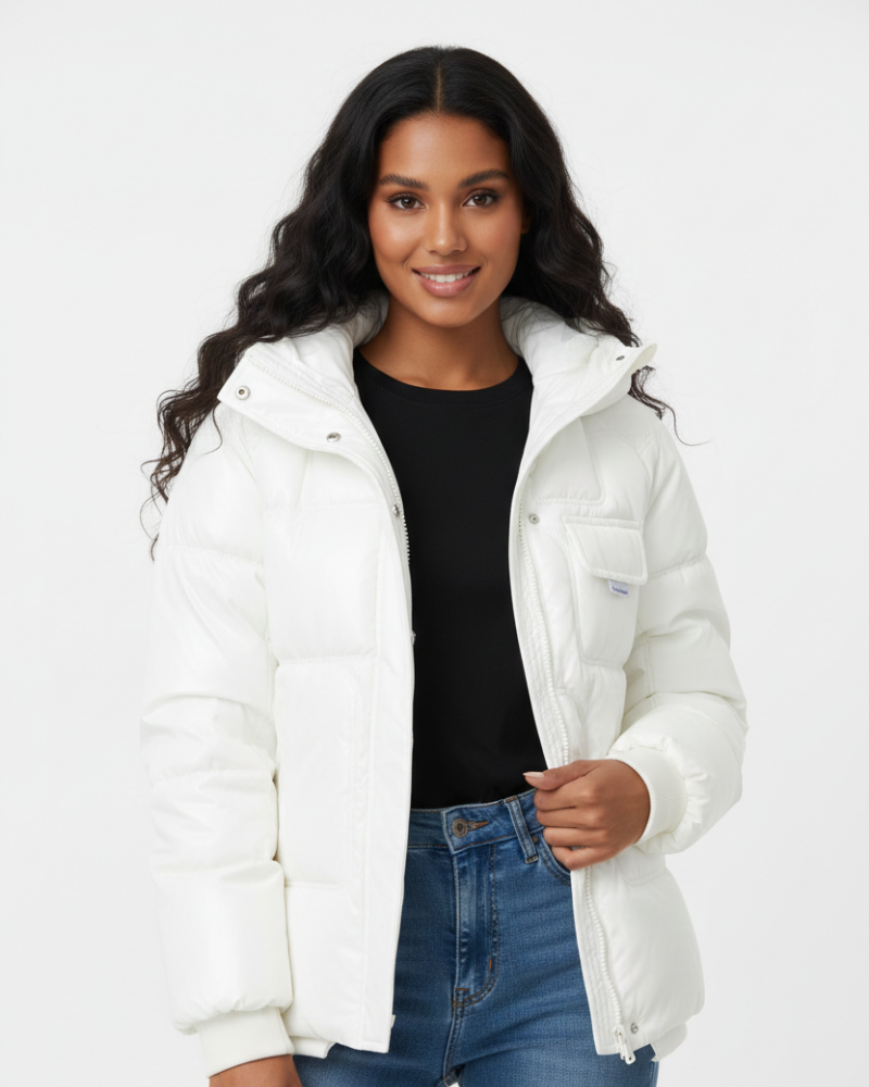 SUENTA Zahra - Damen Steppweste Mit Kapuze Leichte Und Warme Gesteppte Jacke Weiß