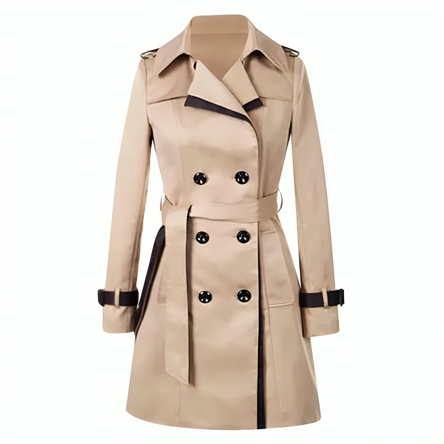 SUENTA Damen Langer Damen-Trenchcoat Eleganter Stil Komfort khaki