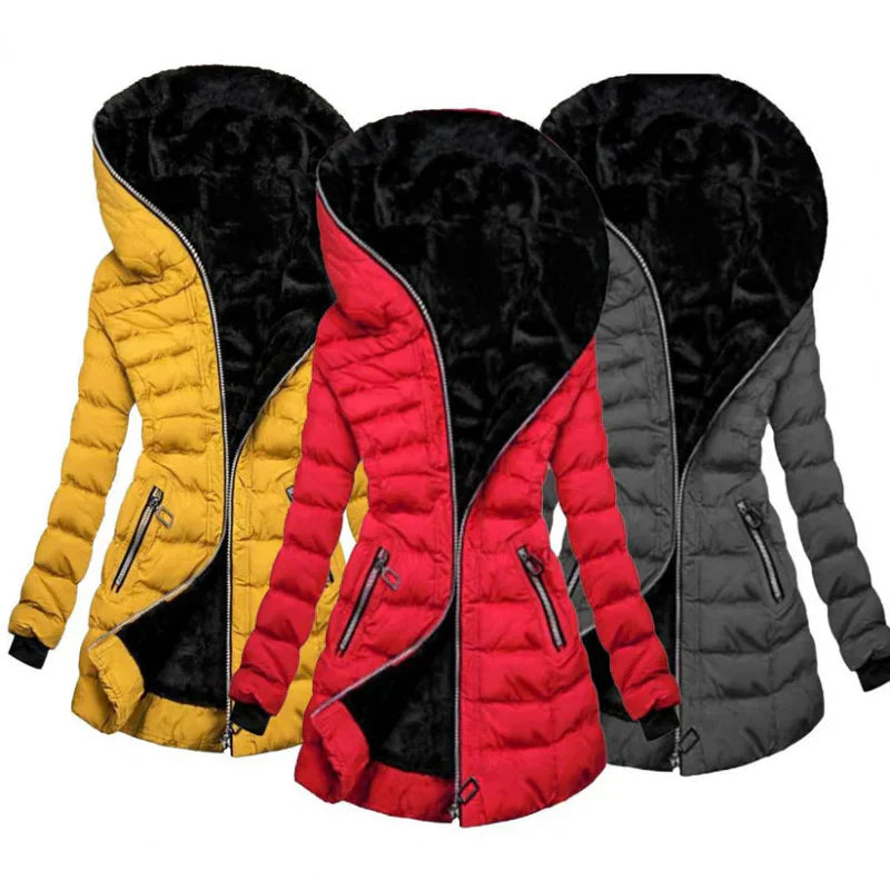 SUENTA Haven Damen Gesteppte Jacke - Lang, Warm mit Kapuze