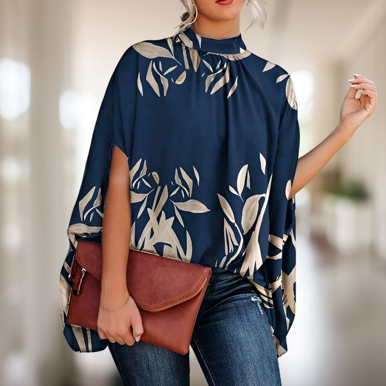 SUENTA Vena | Damen Bluse – Ausgestellter Schnitt & Dezentes Design Blau
