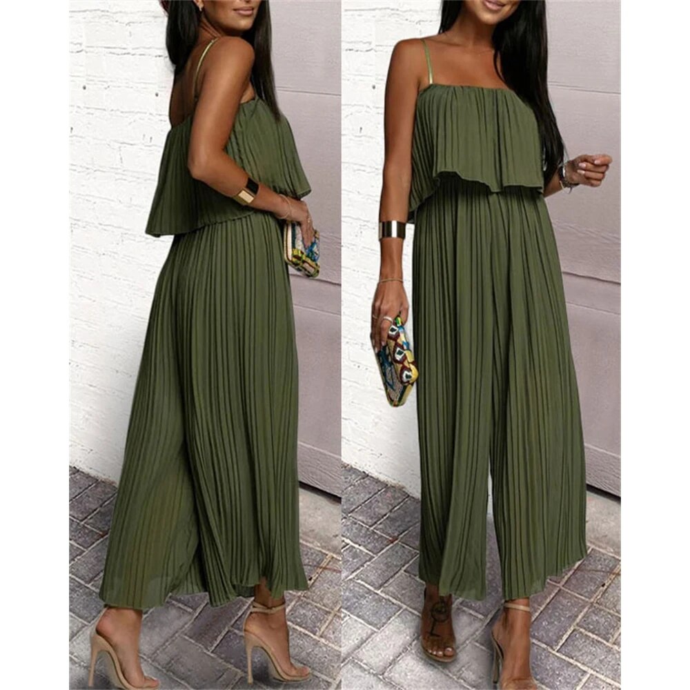 SUENTA Frauen Ärmellosen Jumpsuit Eleganz Moderne Raffinesse - Overall Khaki