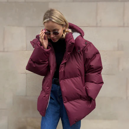 SUENTA Flames Damen Pufferjacke - Klassisch Warm und Stilvoll Weinrot