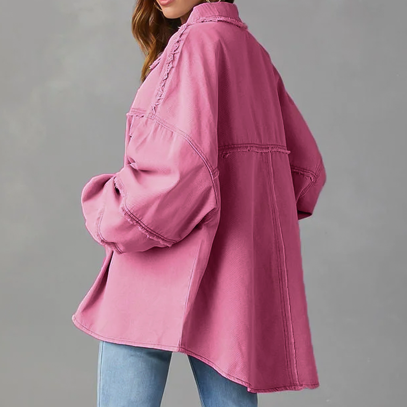 SUENTA Damen Weite Jeansjacke Aus Baumwolle Vibrant Denim