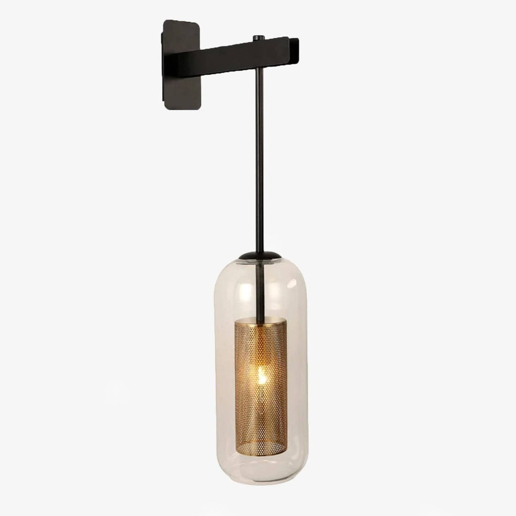 SUENTA Industrielle Wandlampe aus Metall und Glas im Vintage-Stil Schwarz