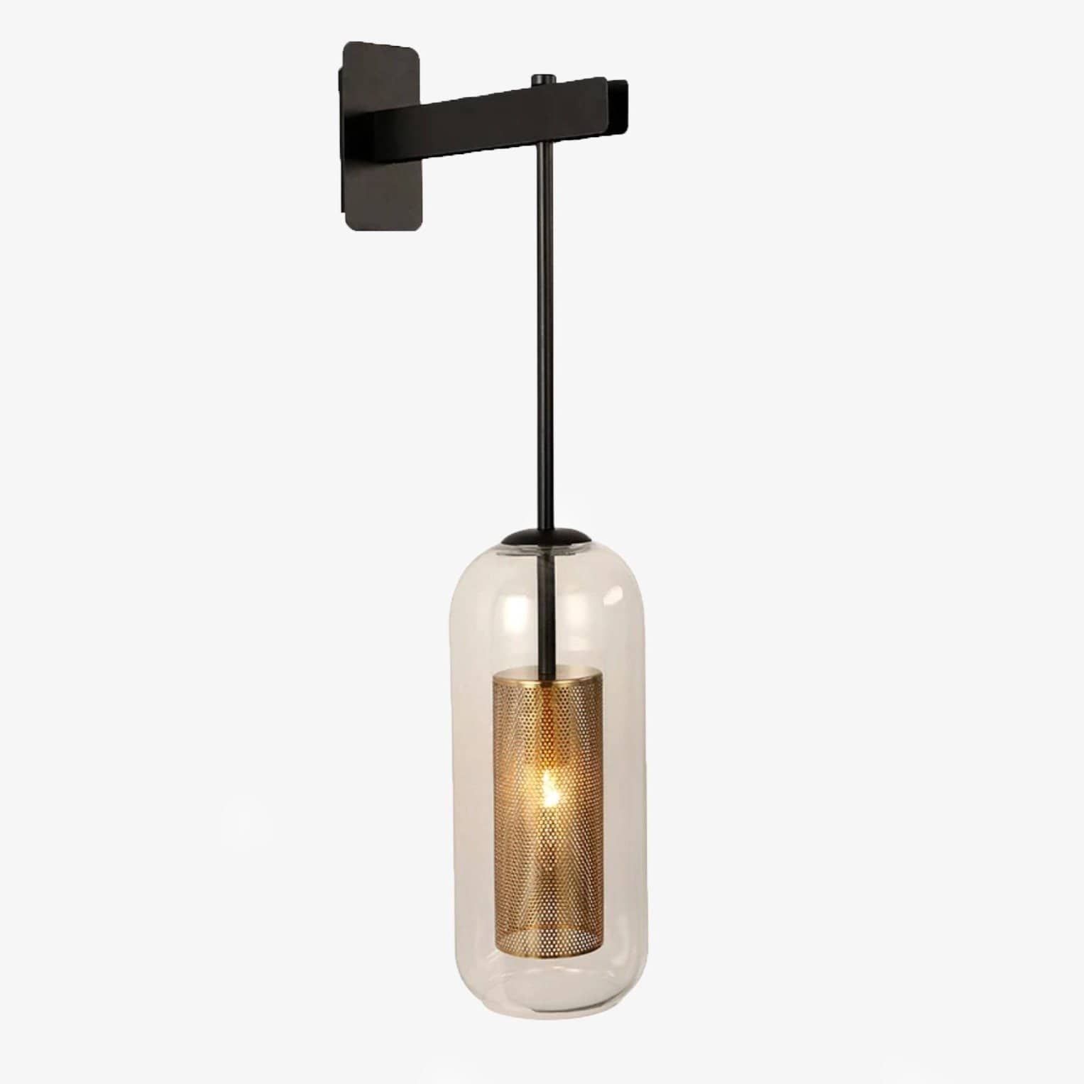 SUENTA Industrielle Wandlampe aus Metall und Glas im Vintage-Stil Schwarz